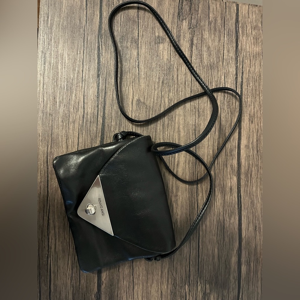Renato Angi - leather black Italian crossbody purse